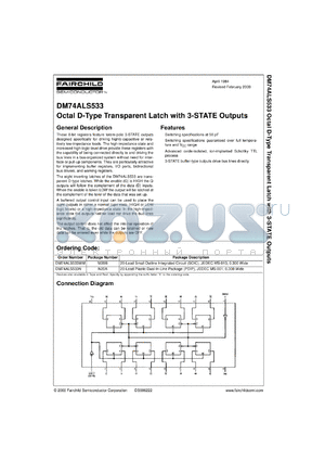 DM74ALS533WMX datasheet - Octal D-Type Transparent Latches with 3-STATE Outputs