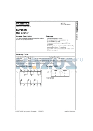 DM74AS04SJX datasheet - Hex Inverter