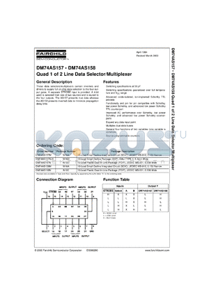 DM74AS157MX datasheet - Quad 2-Line to 1-Line Data Selector/Multiplexer