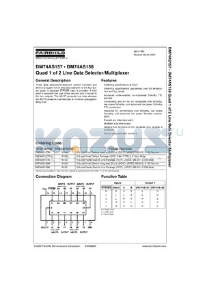 DM74AS158MX datasheet - Quad 2-Line to 1-Line Data Selector/Multiplexer