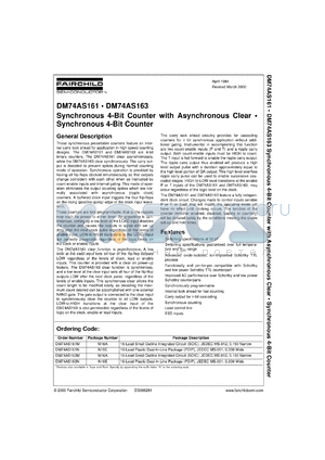 DM74AS163MX datasheet - Synchronous 4-Bit Binary Counter with Asynchronous Clear