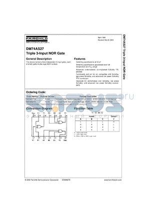 DM74AS27MX datasheet - Triple 3-Input NOR Gate