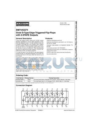 DM74AS574WMX datasheet - Octal D-Type Edge Triggered Flip-Flops With 3-STATE Outputs