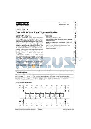 DM74AS874WMX datasheet - Dual 4-Bit D-Type Edge-Triggered Flip-Flops