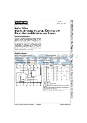 DM74LS109AMX datasheet - Dual Positive Edge-Triggered J-K Flip-Flop with Preset Clear and Complementary Outputs