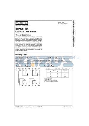 DM74LS125ASJX datasheet - Quad 3-STATE Buffer