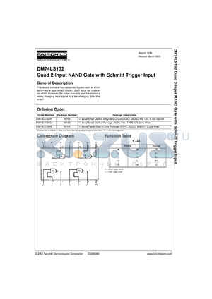 DM74LS132CW datasheet - Quad 2-Input NAND Gate with Schmitt Trigger Input