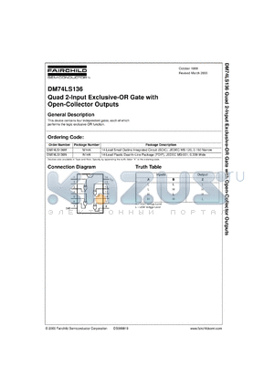 DM74LS136MX datasheet - Quad 2-Input Exclusive-OR Gate with Open-Collector Outputs