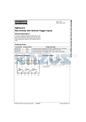 DM74LS14M datasheet - Hex Inverter with Schmitt Trigger Inputs
