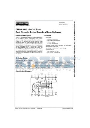 DM74LS156MX datasheet - Dual 2-Line to 4-Line Decoder/1-to-4 Line Demultiplexer with Open-Collector Outputs