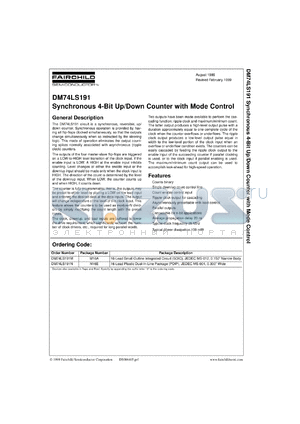 DM74LS191MX datasheet - Synchronous 4-Bit Up/Down Counter With Mode Control