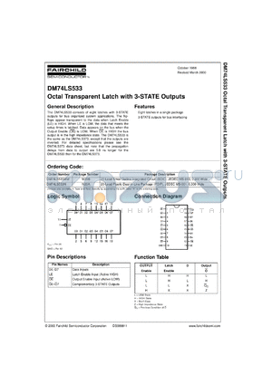 DM74LS533WMX datasheet - Octal Transparent Latch with 3-STATE Outputs