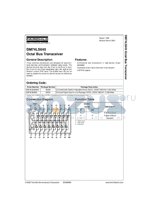 DM74LS645WMX datasheet - Octal 3-STATE Bus Transceiver