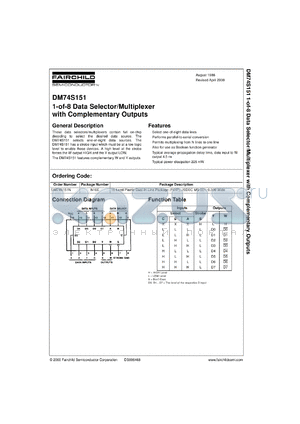 DM74S151CW datasheet - 1-of-8 Line Data Selector/Multiplexer with Complementary Outputs