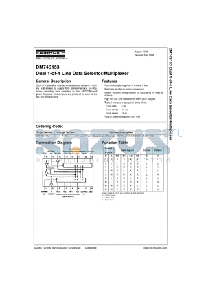DM74S153CW datasheet - Dual 1-of-4 Line Data Selector/Multiplexer
