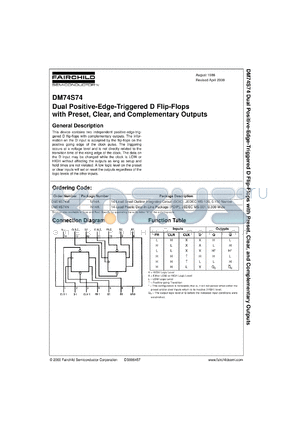 DM74S74MX datasheet - Dual Positive-Edge-Triggered D Flip-Flop with Preset Clear and Complementary Outputs