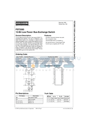 FST3383QSCX datasheet - 10-Bit Low Power Bus-Exchange Switch