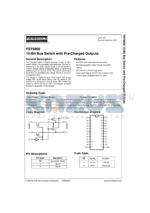 FST6800WMX datasheet - 10-Bit Bus Switch with Pre-Charged Outputs