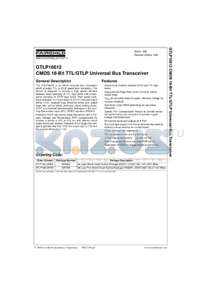 GTLP16612MTDX datasheet - CMOS 18-Bit TTL/GTLP Universal Bus Transceiver