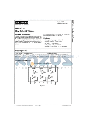 MM74C14CW datasheet - Hex Schmitt Trigger