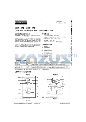 MM74C76MX datasheet - Dual J-K Flip-Flops with Clear and Preset