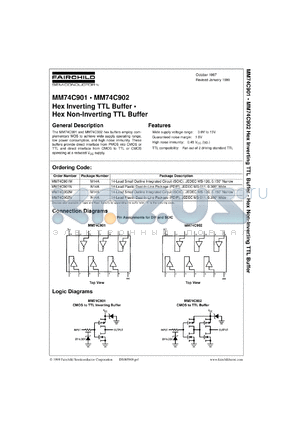 MM74C901MX datasheet - Hex Inverting TTL Buffer