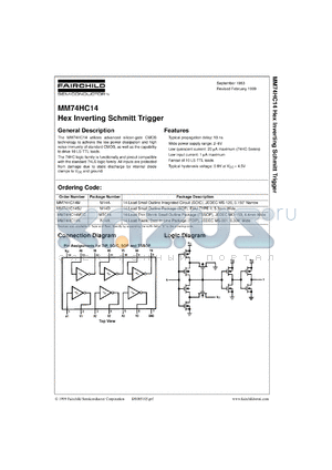 MM74HC14CW datasheet - Hex Inverting Schmitt Trigger