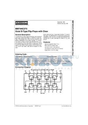 MM74HC273CW datasheet - Octal D-Type Flip-Flop with Clear
