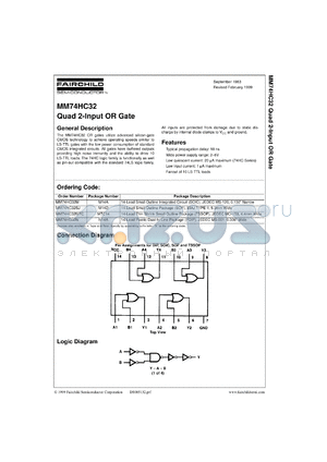 MM74HC32MX datasheet - Quad 2-Input OR Gate