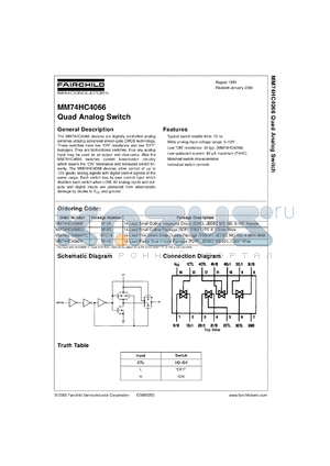 MM74HC4066MX datasheet - Quad Analog Switch