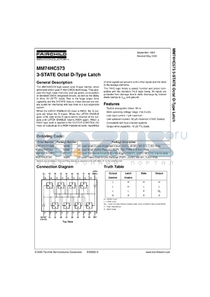 MM74HC573WMX datasheet - 3-STATE Octal D-Type Latch