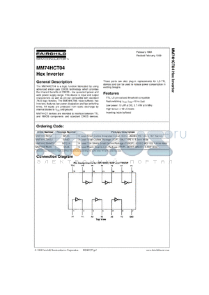 MM74HCT04SJX datasheet - Hex Inverter