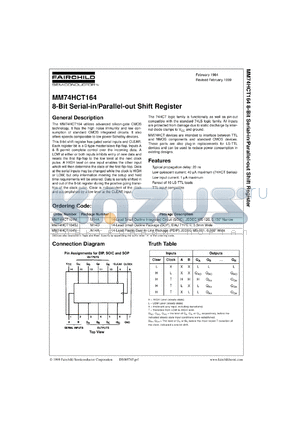 MM74HCT164SJX datasheet - 8-Bit Serial-in/Parallel-out Shift Register