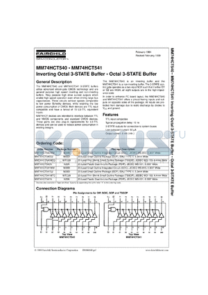 MM74HCT541SJX datasheet - Octal 3-STATE Buffer