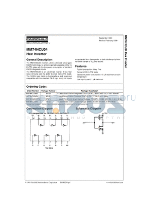 MM74HCU04CW datasheet - Hex Inverter