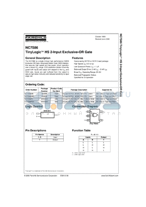 NC7S86P5 datasheet - TinyLogic HS 2-Input Exclusive-OR Gate