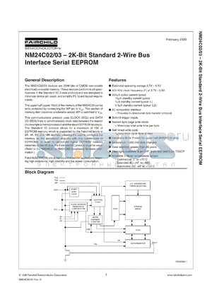 NM24C02MM8X datasheet - 2K-Bit Standard 2-Wire Bus Interface Serial EEPROM [Not recommended for new designs]