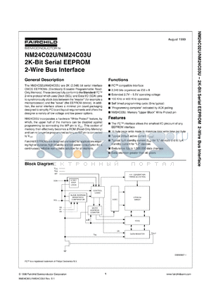 NM24C02UVM8X datasheet - 2K-bit Serial EEPROM 2-Wire Bus Interface