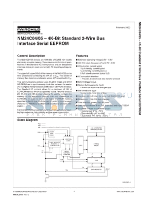 NM24C04EM8X datasheet - 4K-Bit Standard 2-Wire Bus Interface Serial EEPROM [Not recommended for new designs]