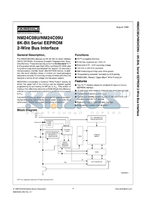 NM24C08ULM8X datasheet - 8K-bit Serial EEPROM 2-Wire Bus Interface