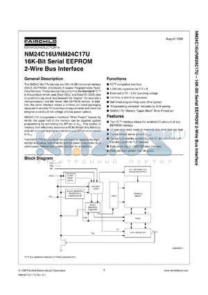 NM24C17ULVM8X datasheet - 16K-bit Serial EEPROM 2-Wire Bus Interface