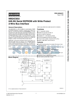 NM24C65UFLM8X datasheet - 64K-Bit Serial EEPROM with Write Protect 2-Wire Bus Interface