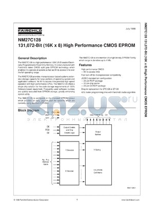 NM27C128Q120 datasheet - 131,072-Bit (16K x 8) High Performance CMOS EPROM