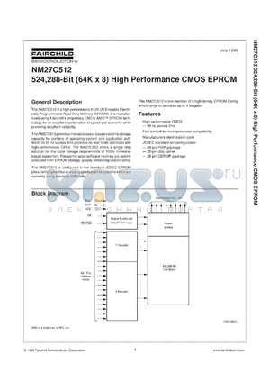 NM27C512QE250 datasheet - 524,288-Bit (64K x 8) High Performance CMOS EPROM