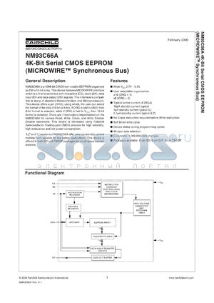 NM93C66ALM8 datasheet - 4096-Bit Serial EEPROM (MICROWIRE Bus Interface)