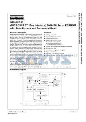 NM93CS56LM8X datasheet - (MICROWIRE Bus Interface) 2048-Bit Serial EEPROM with Data Protect and Sequential Read