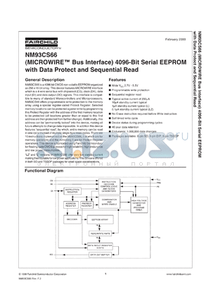 NM93CS66VM8 datasheet - (MICROWIRE Bus Interface) 4096-Bit Serial EEPROM with Data Protect and Sequential Read