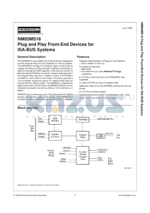 NM95MS16V datasheet - Plug and Play Front End Devices for ISA-Bus Systems [Life-time buy]