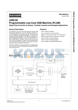 USB100M20 datasheet - Programmable Low-Cost USB Machine (PLUM)
