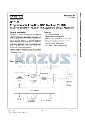 USB100AN18 datasheet - Programmable Low-Cost USB Machine (PLUM)